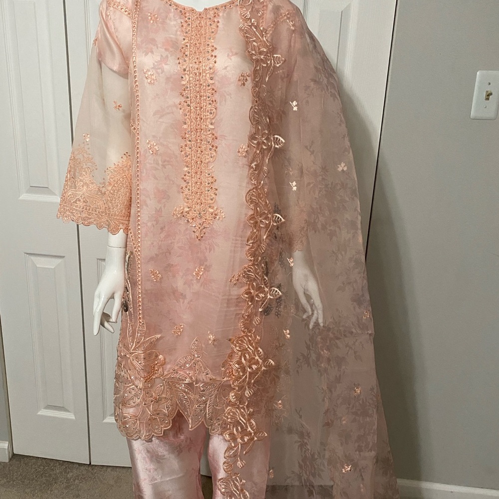 Elegant Pink Embroidered Outfit